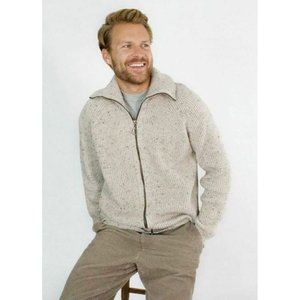 Men's Beige Zip-Up Sweater